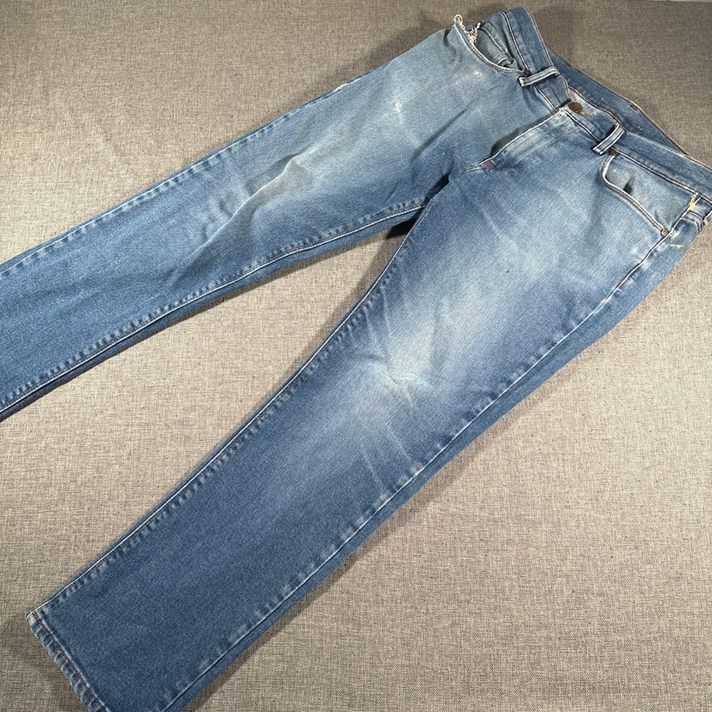 Mott & Bow Oliver Straight Leg Jeans Women 31x30‎ Blue Distressed Denim